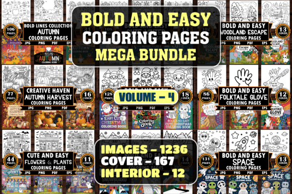 1236 Bold and Easy Coloring Pages Bundle