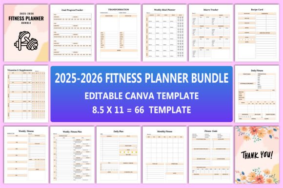 Editable 2025-26 Fitness Planner Bundle: A Comprehensive Guide for Personalized Health Tracking