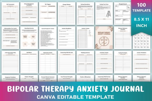 Editable Bipolar Therapy Anxiety Journal: A Comprehensive Tool for Mental Wellness
