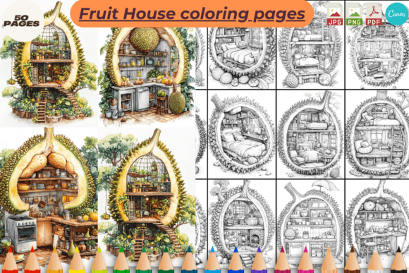 Fruit House Coloring Pages