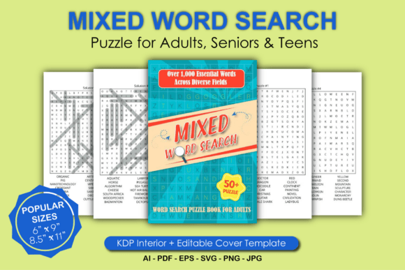 Mixed Word Search Puzzle Book for Adults