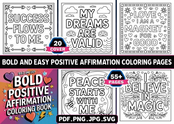 Positive Affirmation Coloring Pages KDP