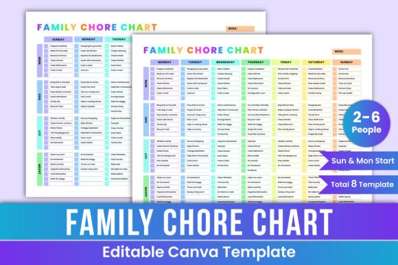 Strategic Use of Family Chore Chart Colorful Template for Organized Living